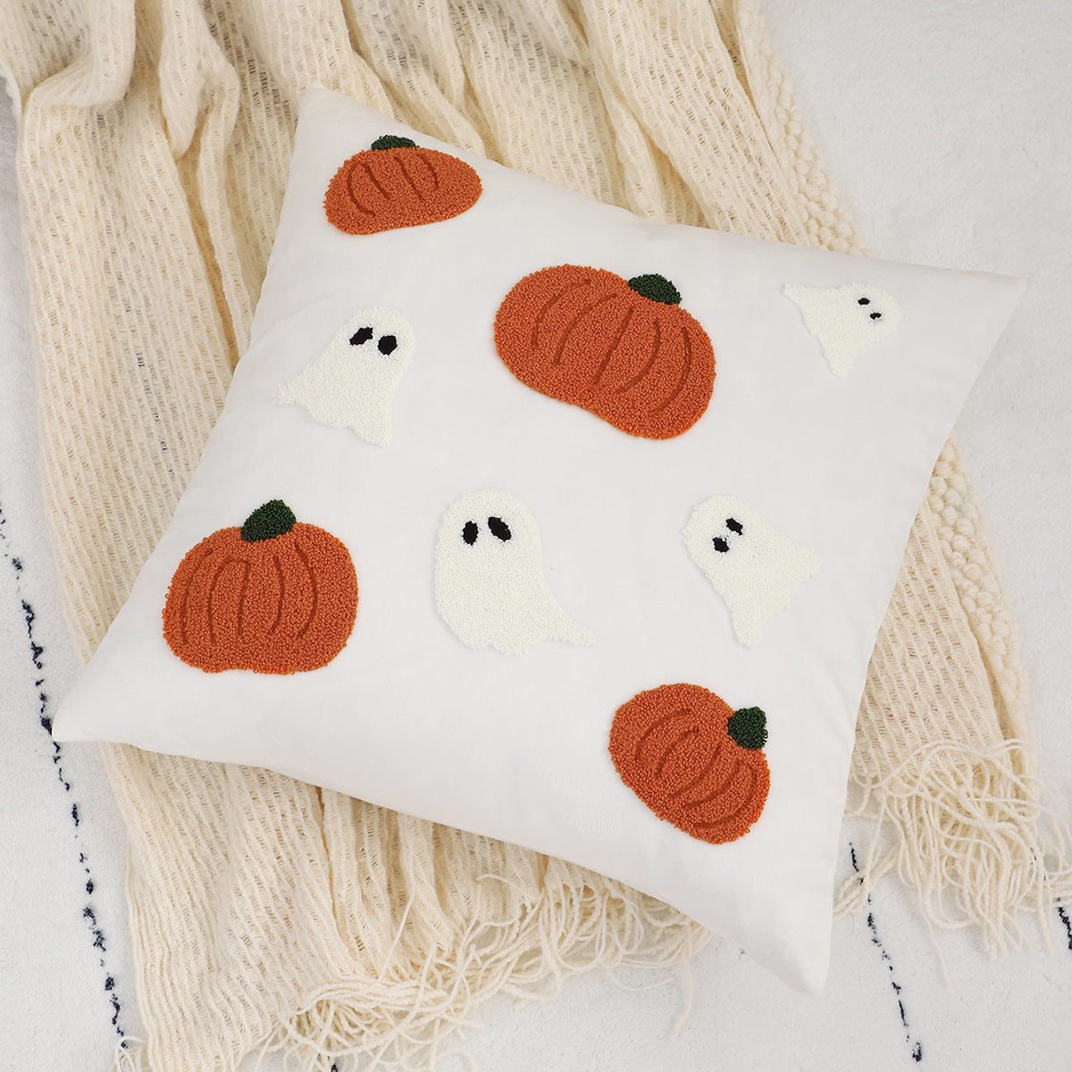 Halloween Pumpkin Embroidered Pillow Covers 3-Piece Set – Decorative Cushion Covers for Sofa, Bed & Home Decor