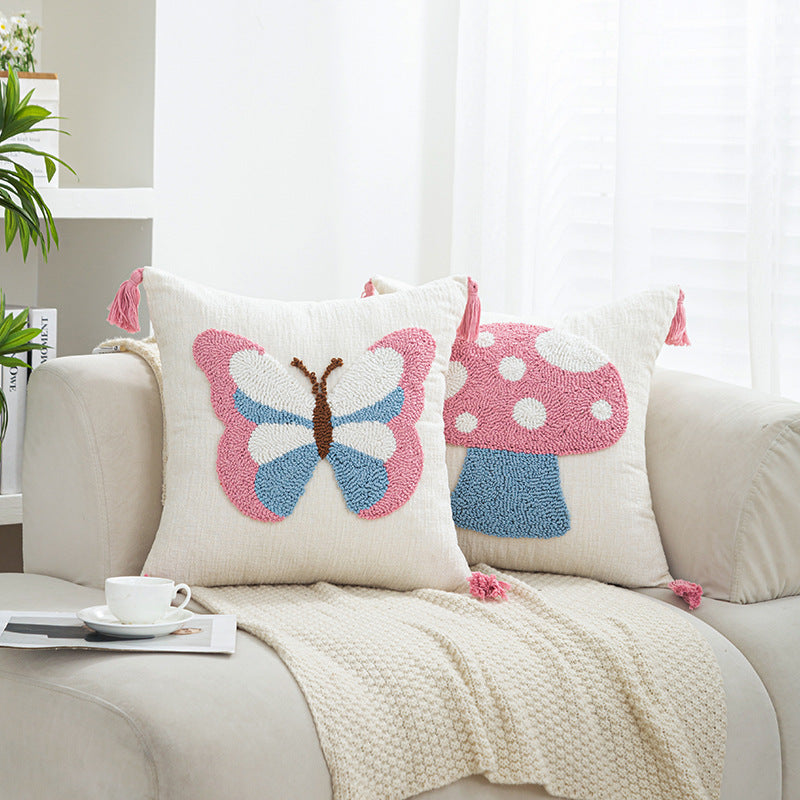 Fairy - Tale Forest Pillow Set | Mushroom/Rabbit/Butterfly Shapes Mixed Sizes | Kids’ Room/Living Room Decor Cute Healing Cushions