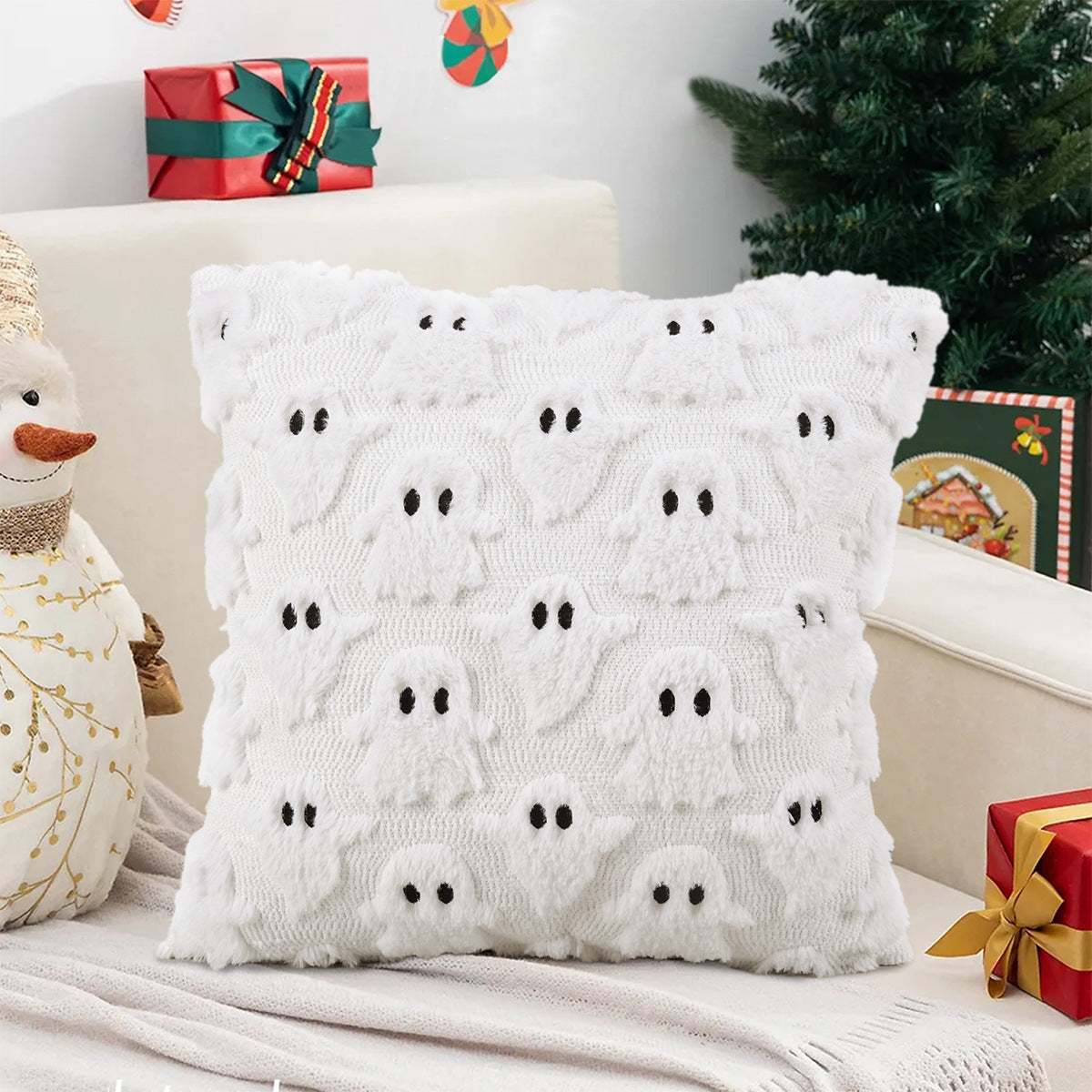 Halloween Pumpkin & Ghost Pillow Cover Set of 2 – Decorative Cushion Covers for Sofa, Bed, and Home Décor