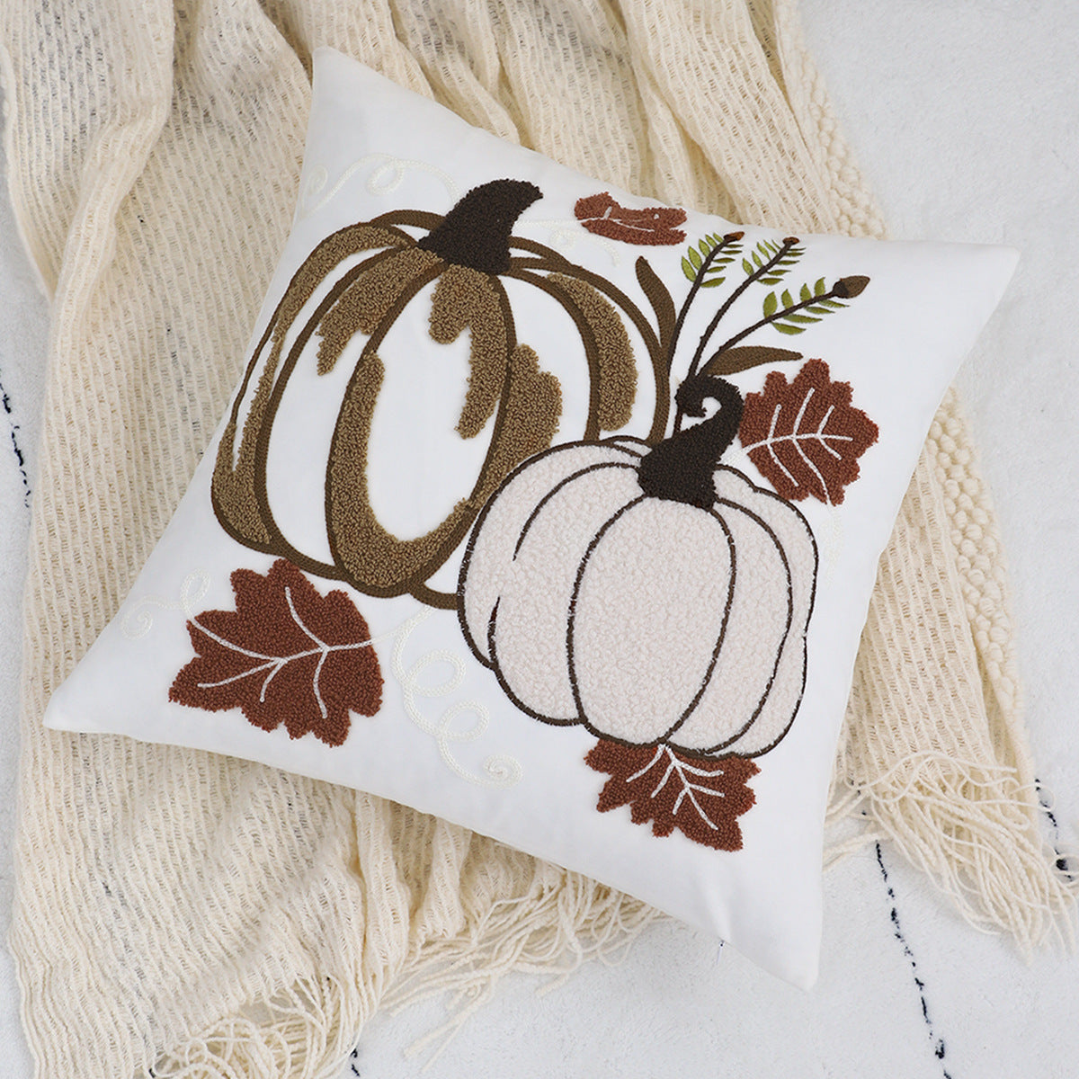 Halloween Pumpkin Embroidered Pillow Covers 3-Piece Set – Decorative Cushion Covers for Sofa, Bed & Home Decor