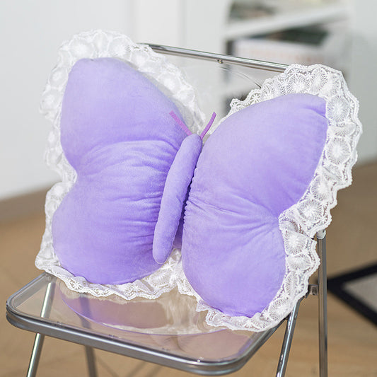 Butterfly Shaped Cushion 3-Piece Set with Lace Trim – Plush Decorative Pillows for Sofa & Bedroom
