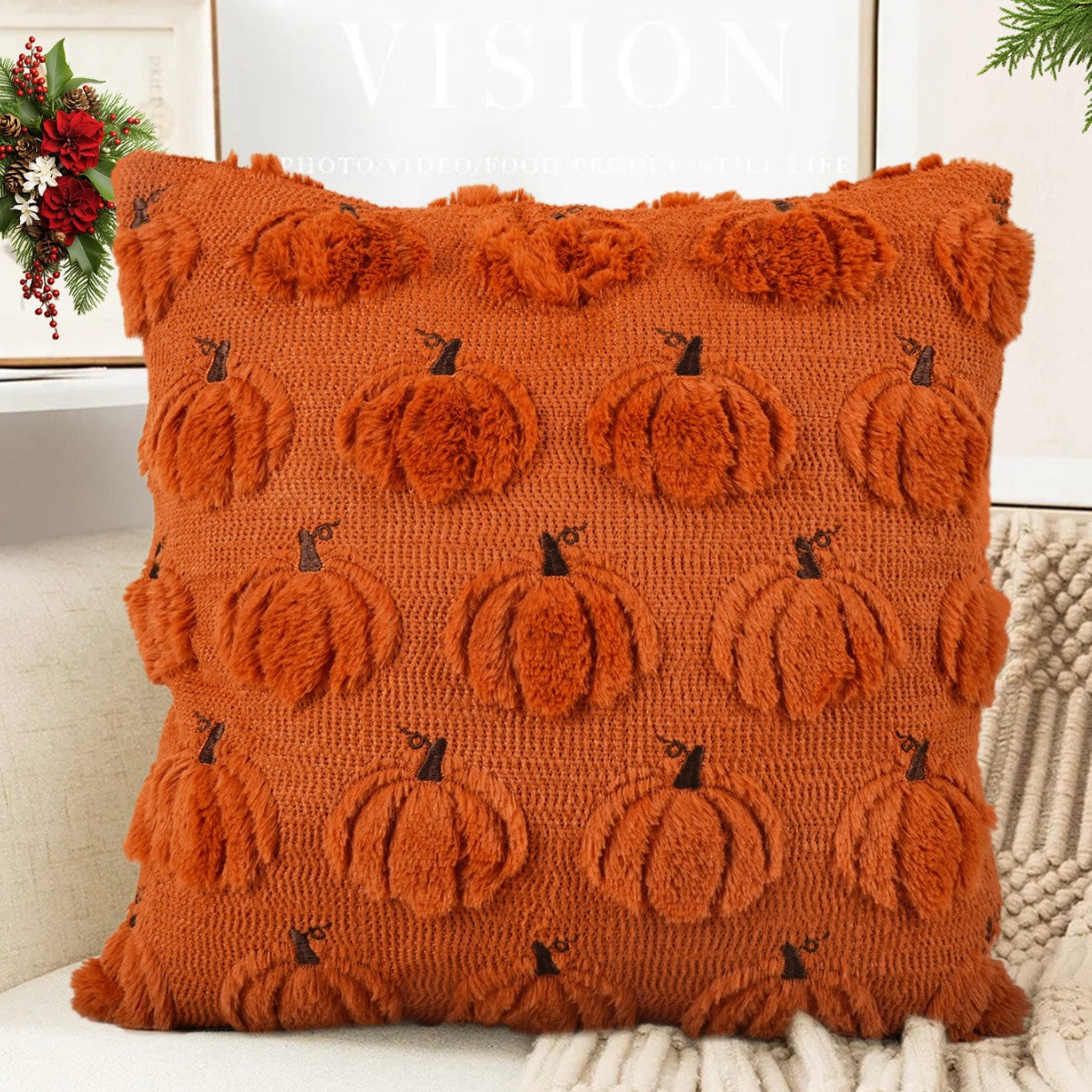 Halloween Pumpkin & Ghost Pillow Cover Set of 2 – Decorative Cushion Covers for Sofa, Bed, and Home Décor