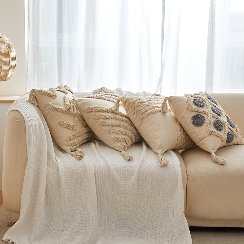 Nordic Style Cushion Cover Set of 4 – Decorative Throw Pillow Covers with Tassels for Sofa and Bedroom