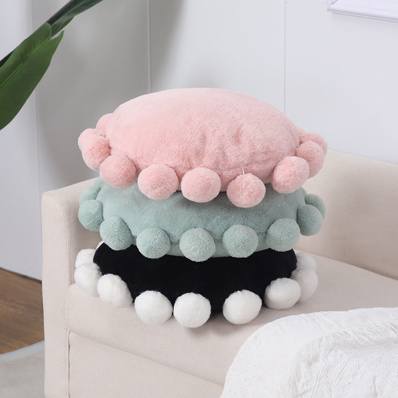 Round Plush Polka Dot Cushion 3-Piece Set – Soft Decorative Throw Pillows for Sofa & Bedroom
