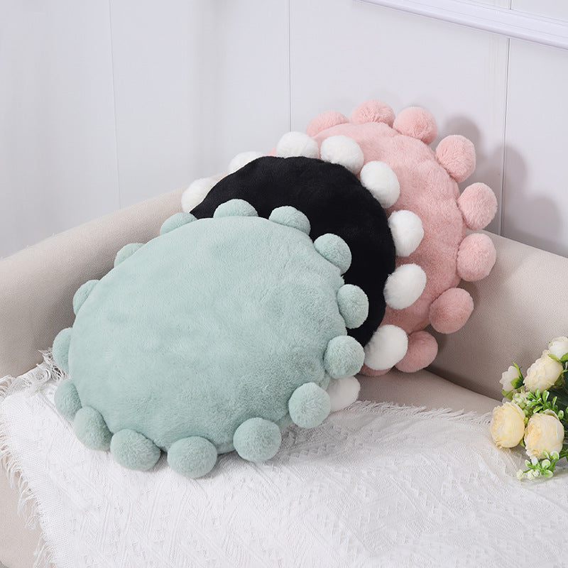 Round Plush Polka Dot Cushion 3-Piece Set – Soft Decorative Throw Pillows for Sofa & Bedroom