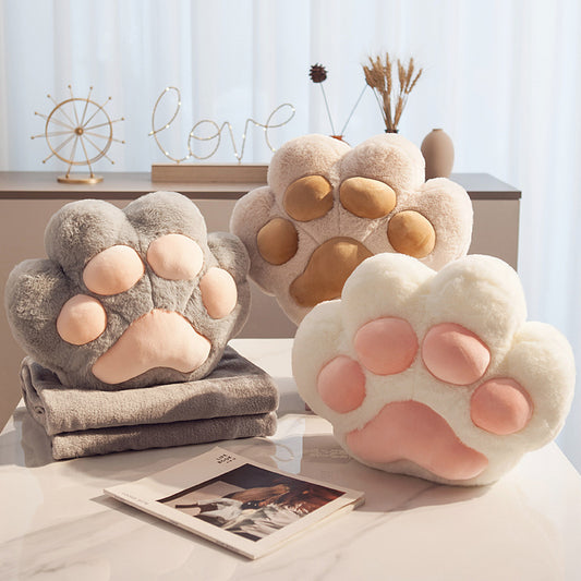 Cat Paw Plush Pillow Set of 3 – Cute Cartoon Paw-Shaped Cushions for Sofa, Bed, Office, and Home Decor
