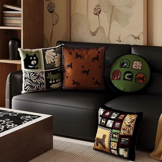 Animal Pattern Pillow Cover Set – Creative Cartoon Cushion Covers for Sofa, Bedroom, and Home Decoration