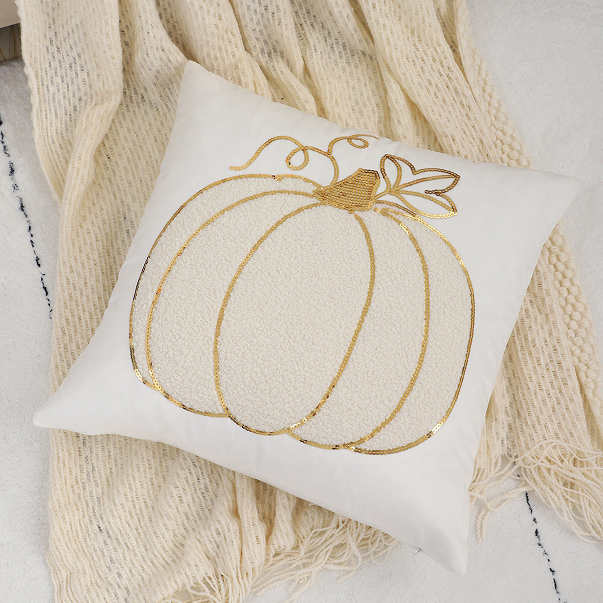 Halloween Pumpkin Embroidered Pillow Covers 3-Piece Set – Decorative Cushion Covers for Sofa, Bed & Home Decor