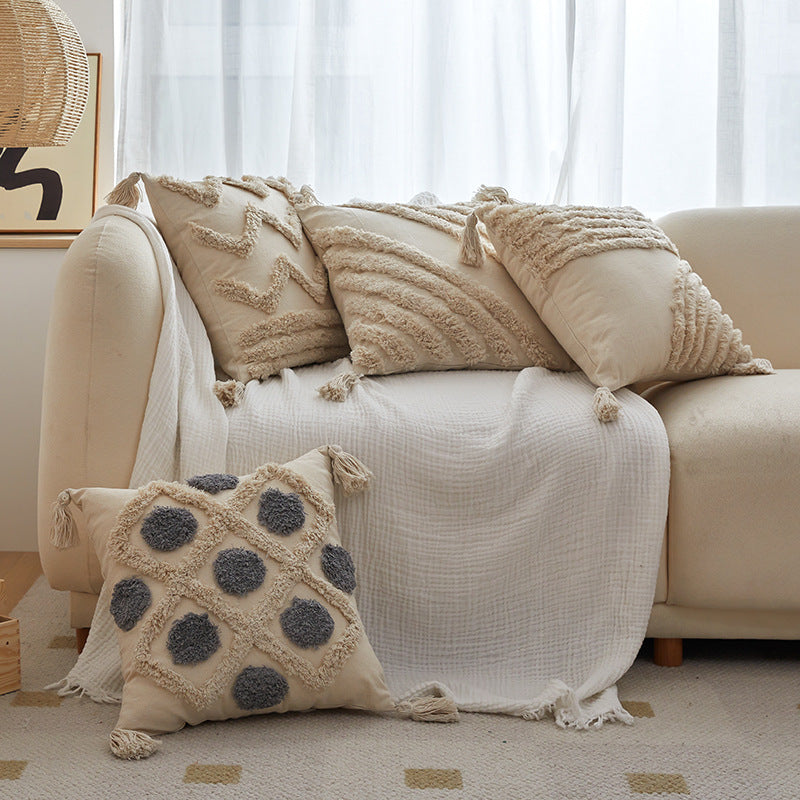 Nordic Style Cushion Cover Set of 4 – Decorative Throw Pillow Covers with Tassels for Sofa and Bedroom