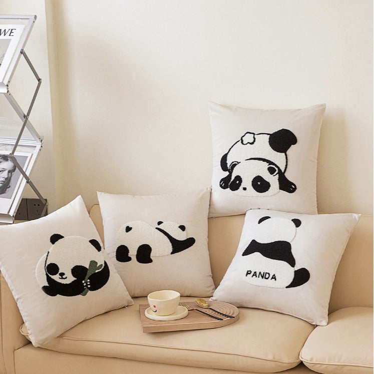 Cute Panda Pillow Cover Set – Decorative Cushion Covers for Sofa, Bedroom, and Living Room