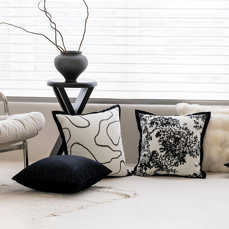 Minimalist Black - White Art Pillow Set | Mixed Sizes | Wabi - Sabi Living Room Decor