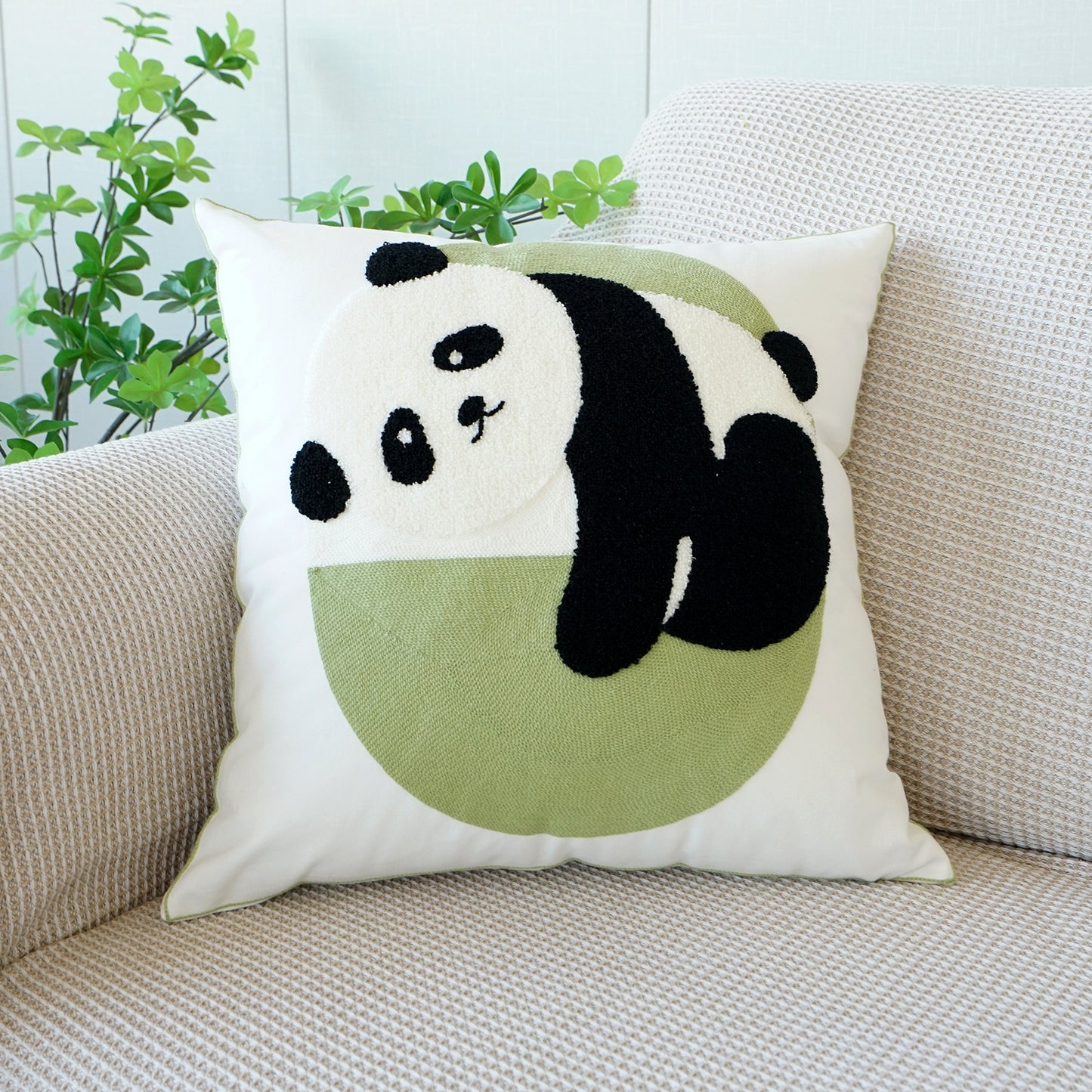 Cute Panda 3D Embroidered Pillow Set | 2 Pcs 45×45cm | Living Room Sofa Healing Cushions | Panda - Themed Home Decor
