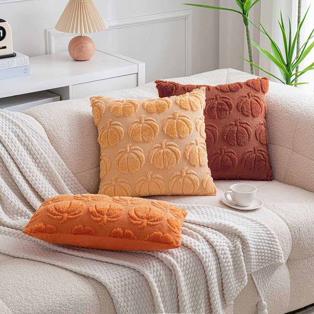 Pumpkin Pattern Throw Pillow 3-Piece Set – Autumn Decorative Cushions for Sofa & Bedroom