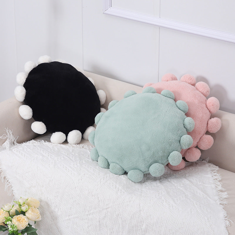 Round Plush Polka Dot Cushion 3-Piece Set – Soft Decorative Throw Pillows for Sofa & Bedroom